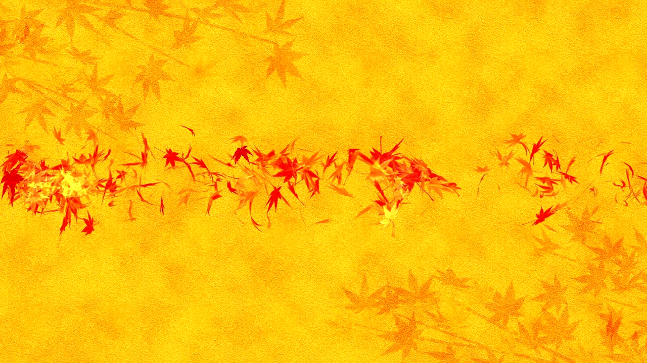 秋の葉が金色の背景に落ちる メープル・リーフ ループ・グリッター アニメーション
