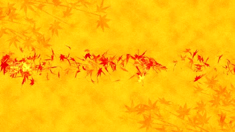autumn leaves falling on gold background, maple leaf, loop glitter animation,