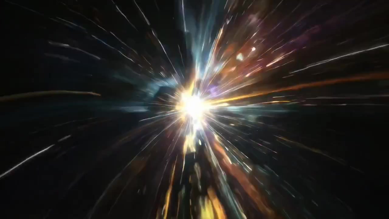 Viaggio astratto a velocità di curvatura attraverso un tunnel iperspaziale colorato