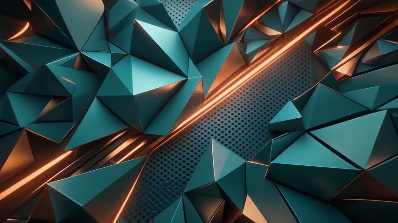Dynamic Abstract Geometric Pattern with Glowing Orange Lines