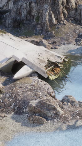 airplane wreckage on the beach