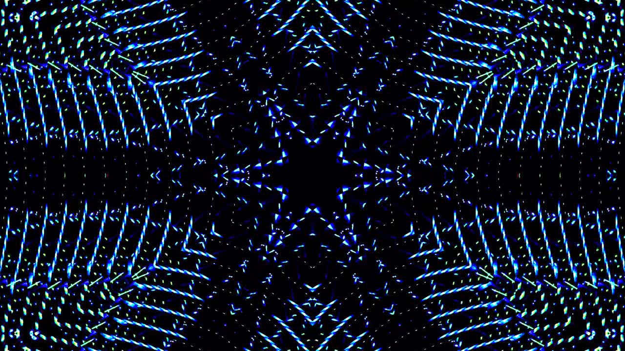 shining bright lines set blue wave motion, colorful, on black background