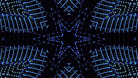 las líneas brillantes brillantes establecen un movimiento de onda azul, colorido, sobre un fondo negro