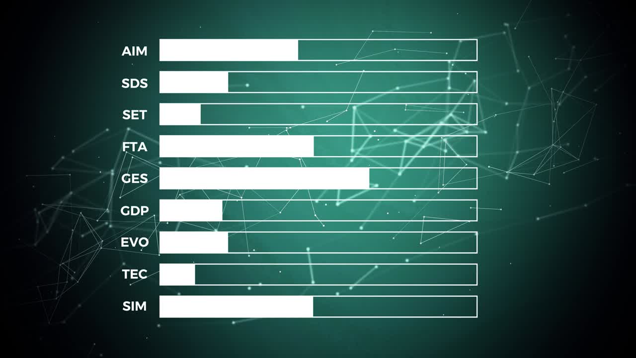 datos y estadísticas de informes, animación con diagramas gráficos.