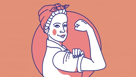 animation of strong woman, on pink background