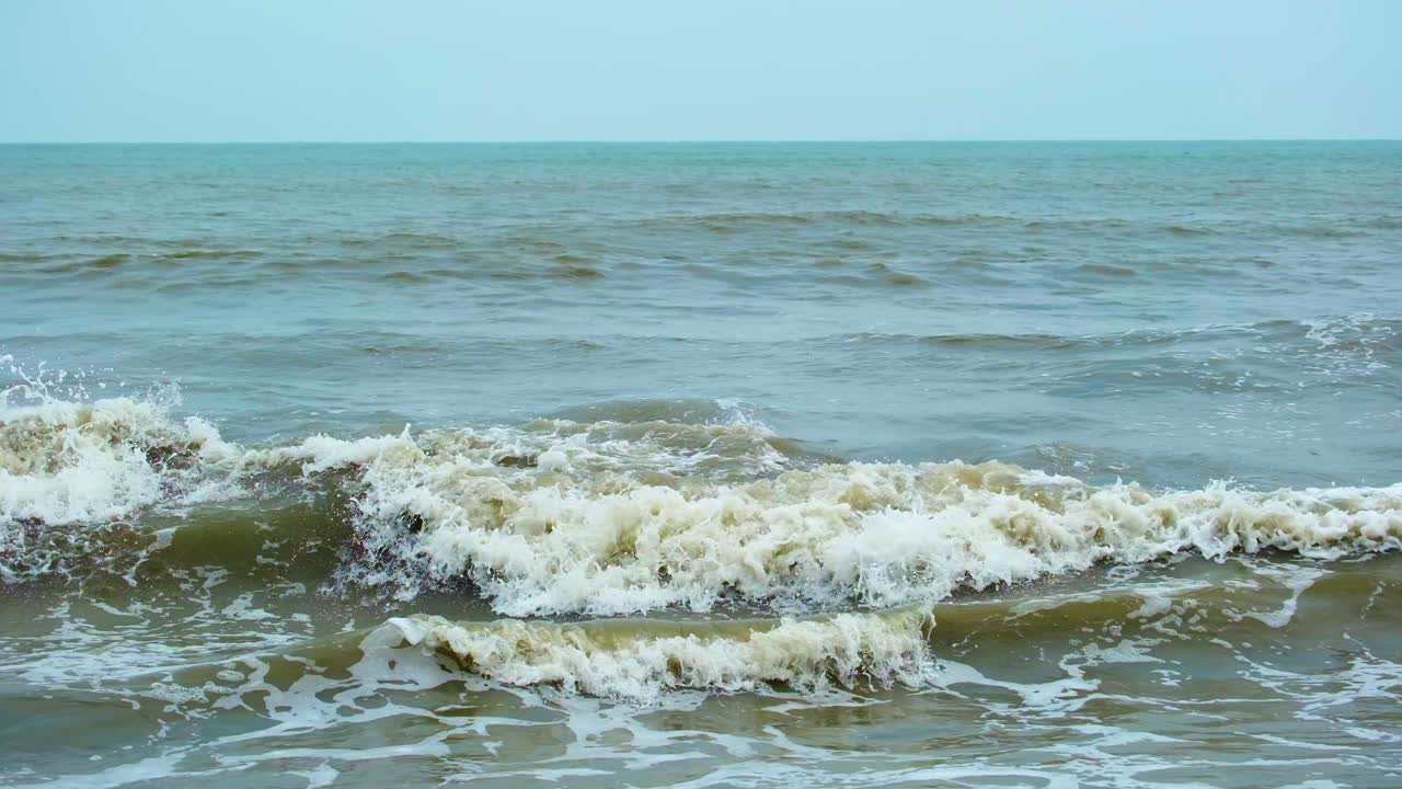 Murky Waves Crashing during Windy Weather, Bay of Bengal, Indian Ocean