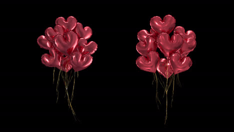 loop bundle of red heartshaped balloons with alpha channel