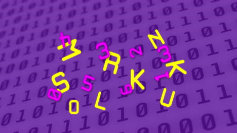 animación de letras y números flotantes sobre el procesamiento de datos científicos