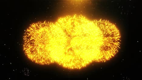ramadan kareem graphic design with fireworks and golden particles