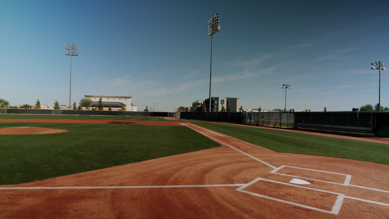 A baseball field on a sunny day
