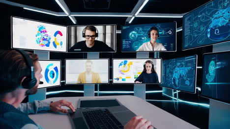 multi-screen video conference and data analysis in a modern control room