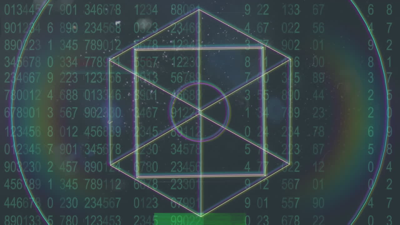 검은 바탕에 데이터 처리를 통해 간섭과 모양의 애니메이션