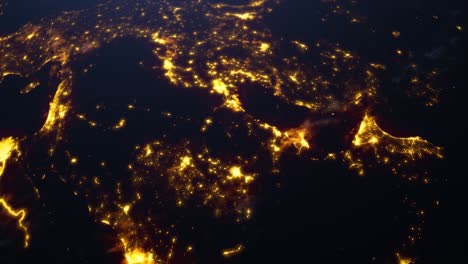 night lights over europe and asia and middle east, and a regional view of the middle east