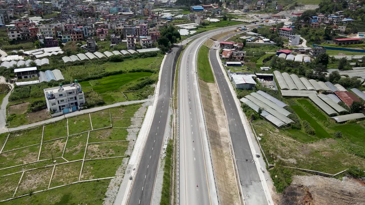The aerial view of the Nepal’s first modern Nagdhunga East Main Tunnel road in Kathmandu, Nepa