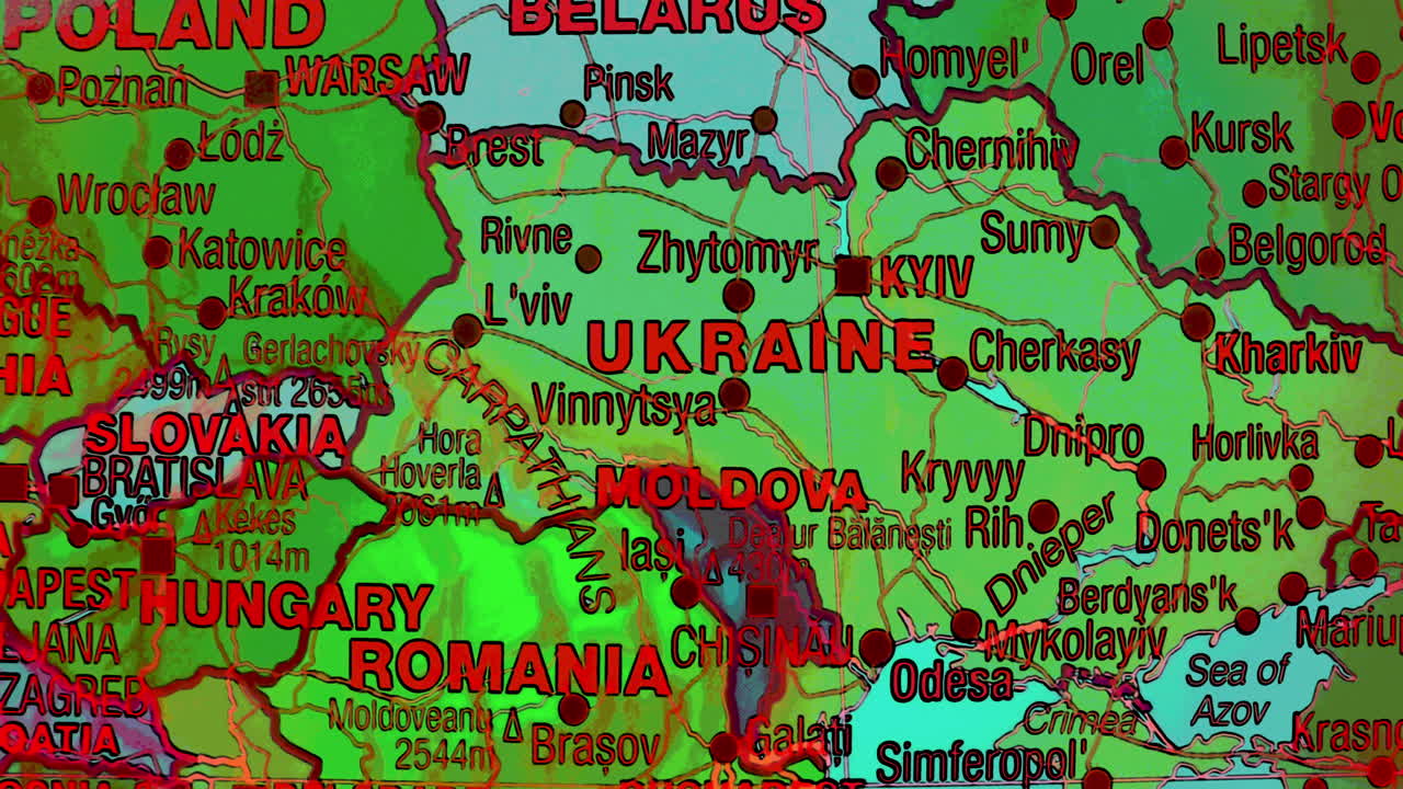 Detailed Political Map of Eastern Europe Featuring Ukraine, Poland, Belarus, and Surrounding Nations