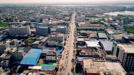 4k drone shot of busy road where vehicles are moving