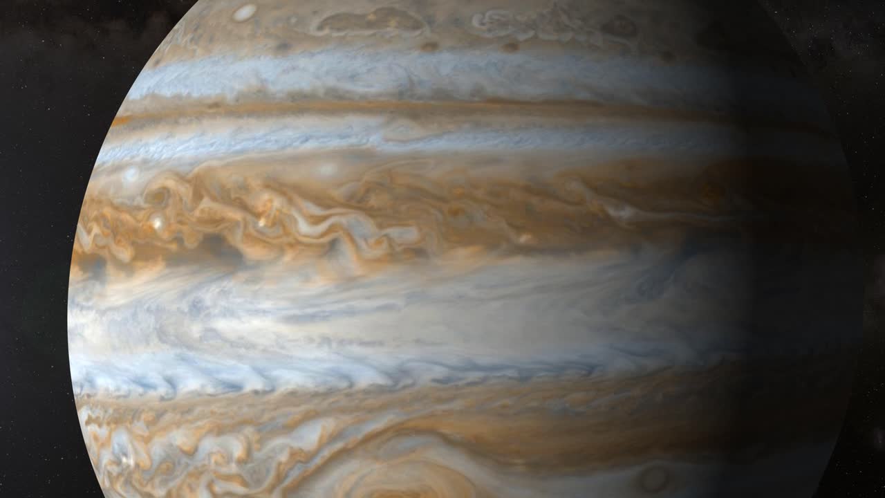 júpiter en rotación muestra patrones atmosféricos