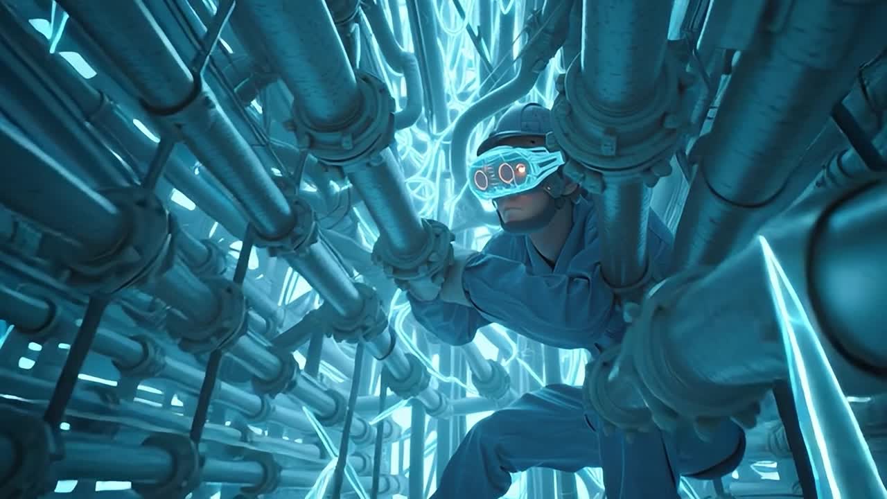 Scienziato che esplora la tecnologia futuristica in un ambiente di laboratorio moderno