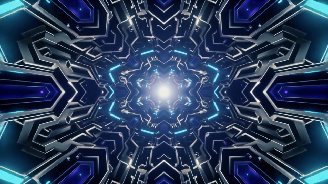 Futuristic Digital Tunnel with Glowing Blue Circuitry Patterns