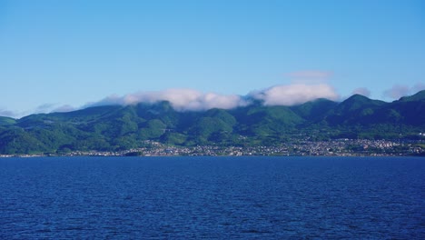 clouds over japanese landscape, kyushu and oita prefecture background ocean