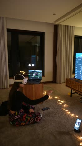 vr trading at home at night