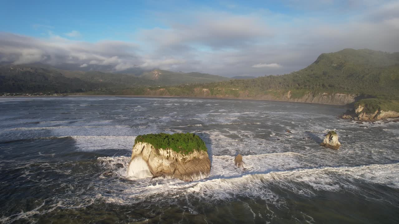 Seascape Of Rapahoe Beach, South Island, New Zealand - Aerial Drone Shot
