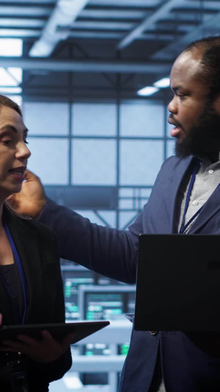 Diverse IT Professionals Collaborating in a Modern Data Center