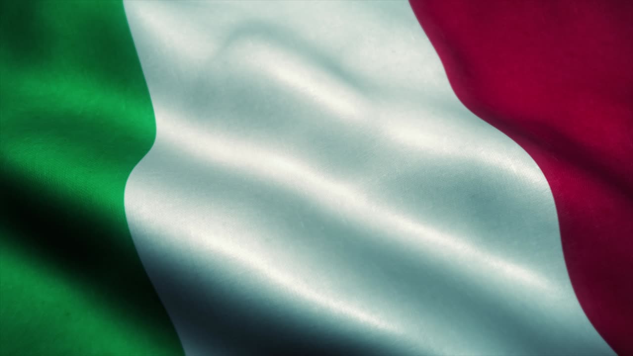Italy flag waving in the wind. National flag of Italy. Sign of Italy seamless loop animation. 4K