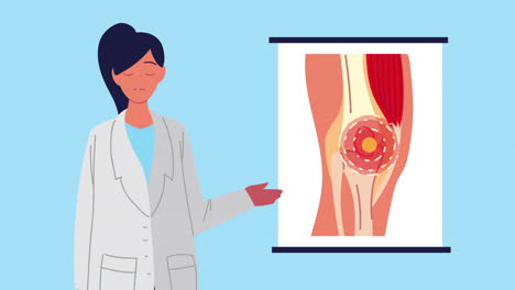 doctor with knee pain rheumatology disease animation