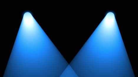animación en bucle de dos focos azules que se mueven de izquierda a derecha y se cruzan entre sí sobre un fondo negro