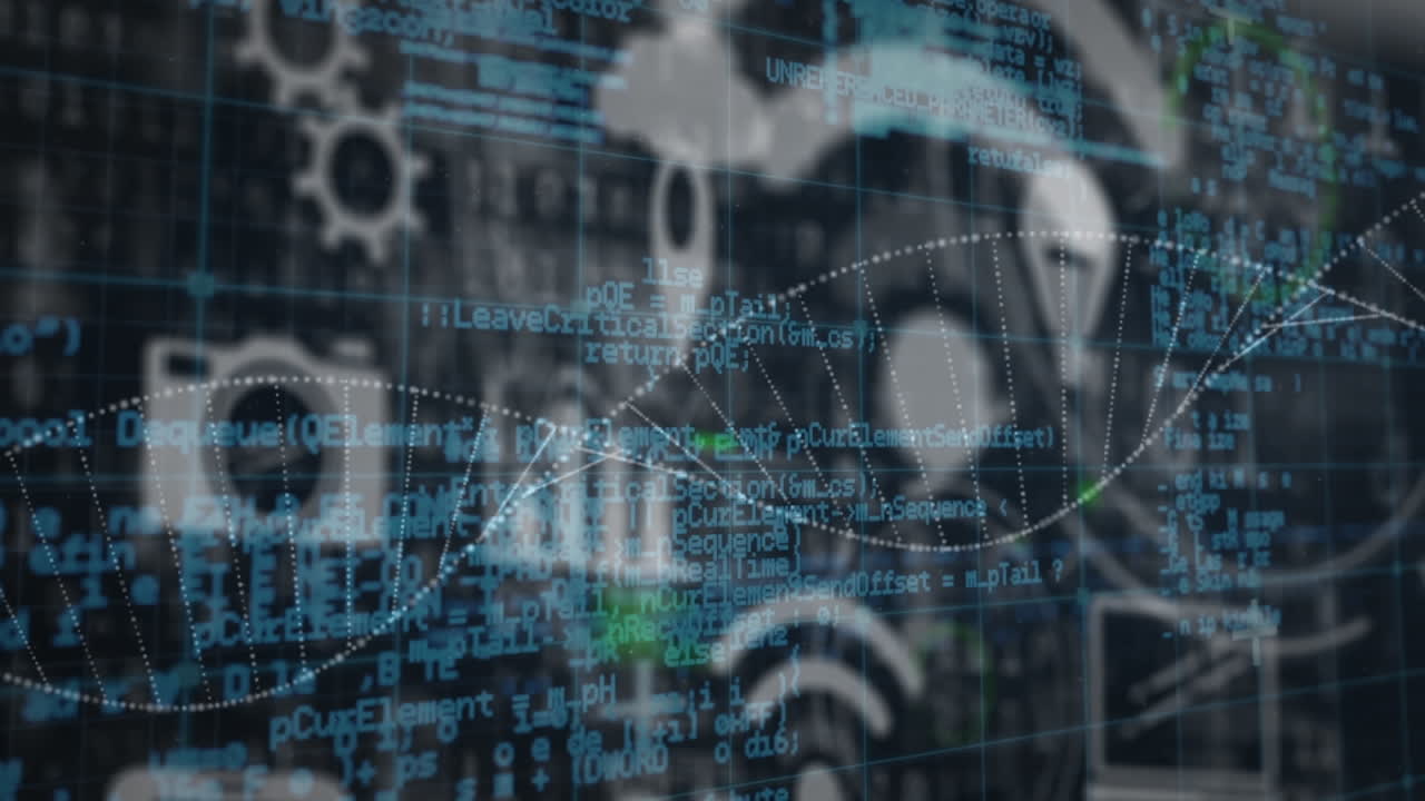 animación de iconos de medios sobre el procesamiento de datos