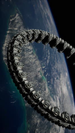 futuristic space station on earth orbit