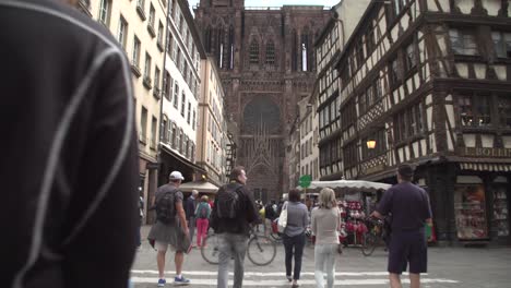 tourists in strasbourg city centre