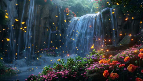 magical waterfall in a fantasy forest
