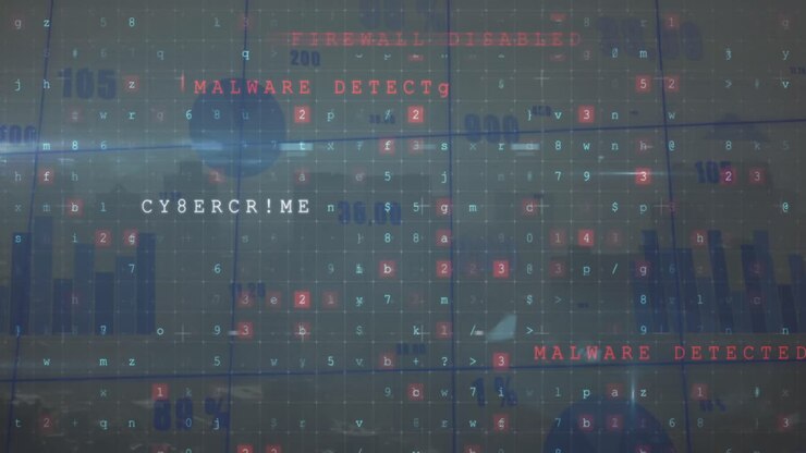 Animation of data processing over grey background