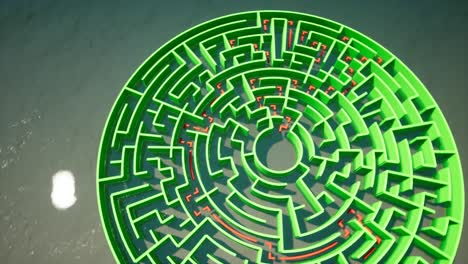 green maze on the background of water 4k