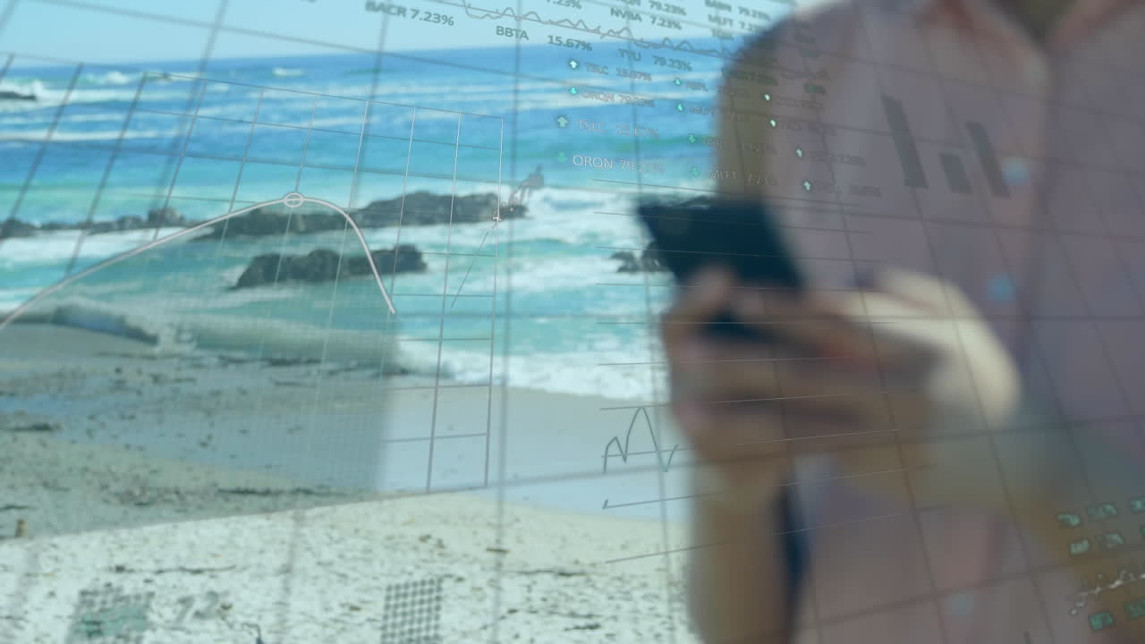 스마트 폰을 사용하는 두 인종 여성에 대한 금융 데이터 처리