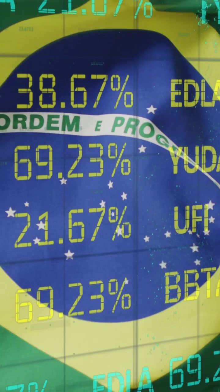 Animazione di elaborazione dati sulla bandiera del Brasile.