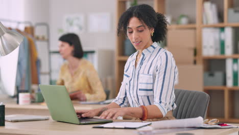 Fashion-designer,-laptop-and-planning-in-office