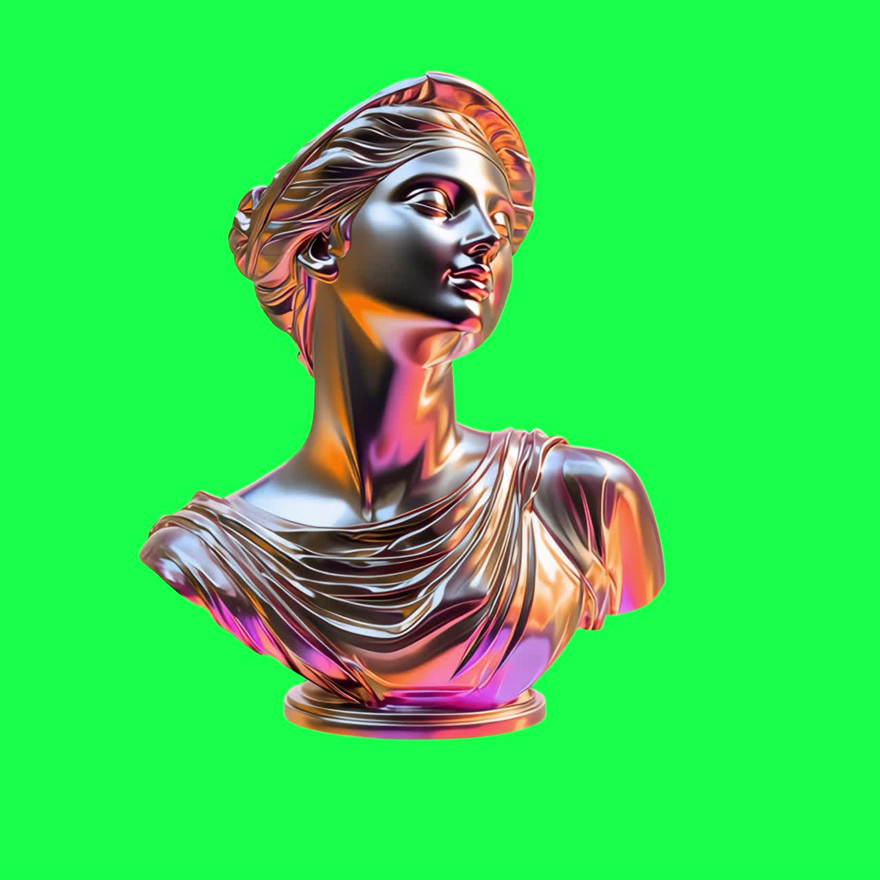 Greek goddess statue animation, transparent 4K video, green screen animation, transparent 4K video