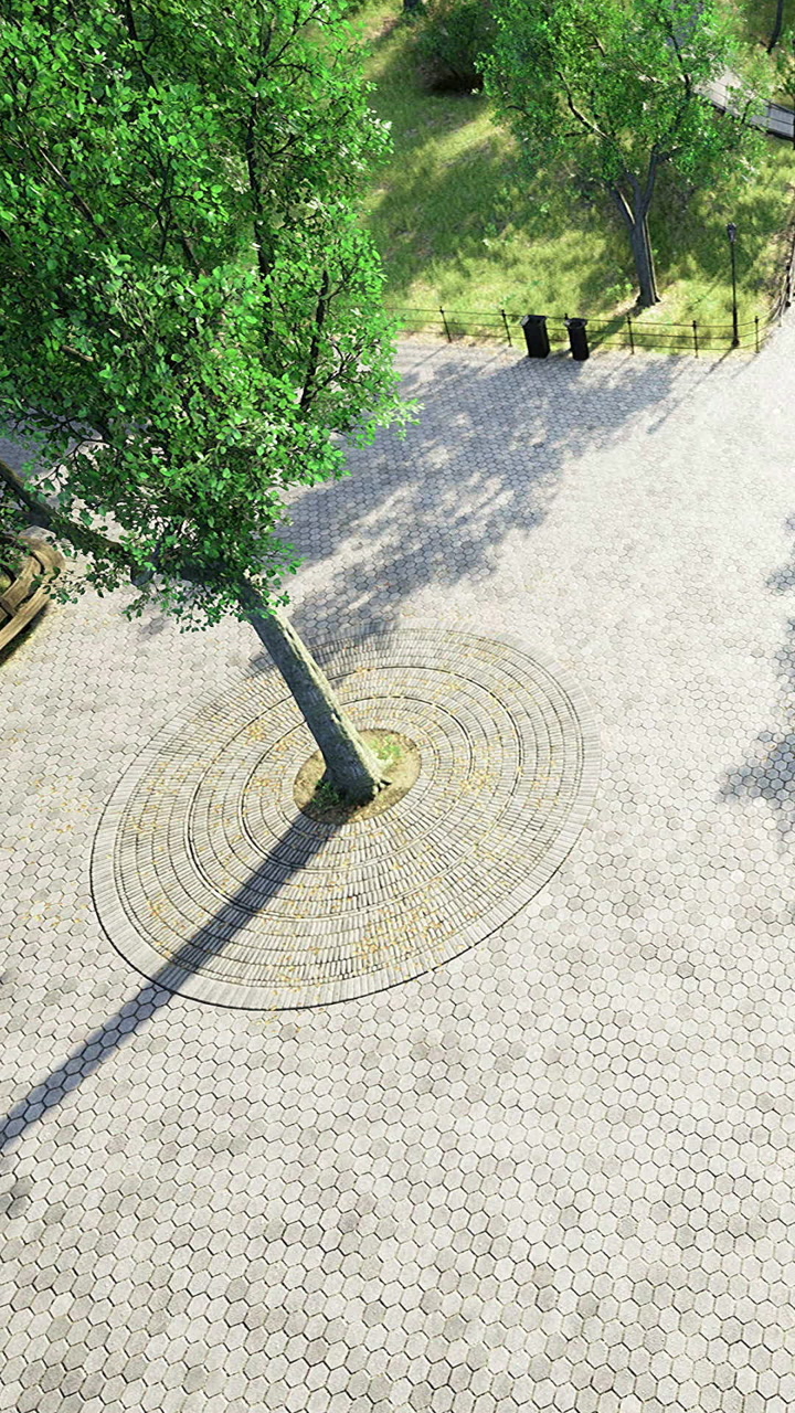 Stunning view of a tranquil park pathway surrounded by lush greenery