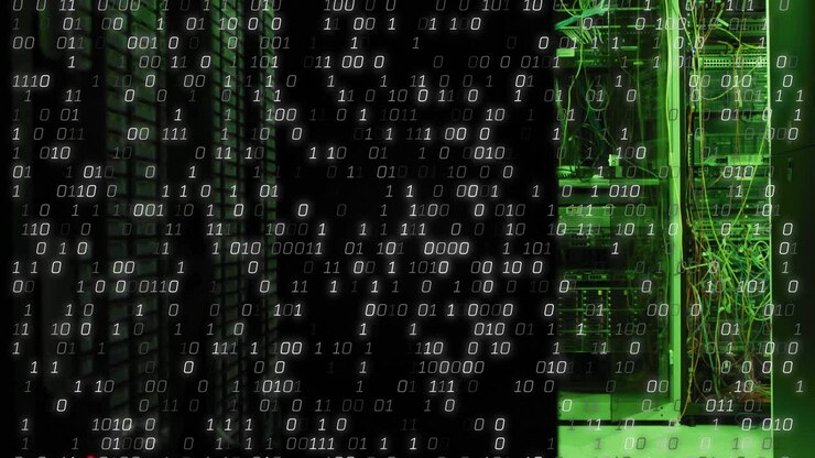 Animation of data processing over server room