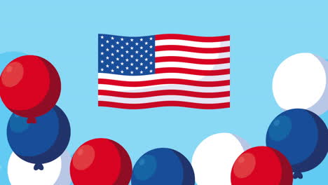 american flag with balloons