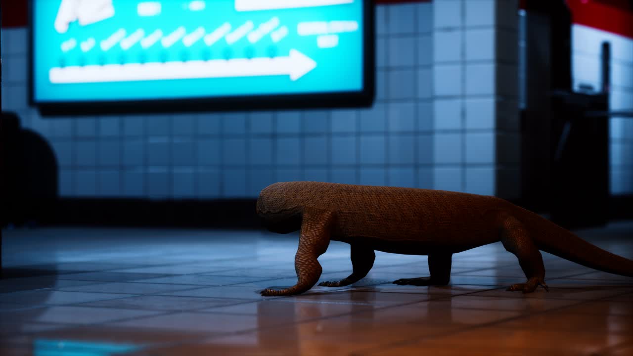 지하철역에 있는 코모도 드래곤