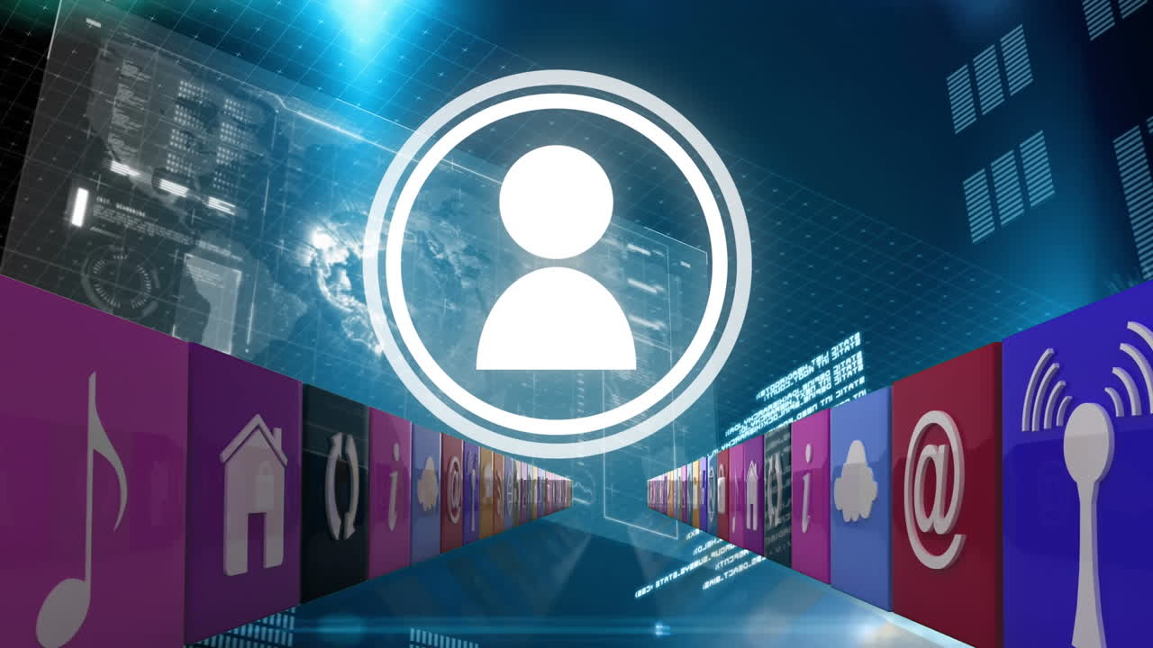 Icona del profilo che si muove attraverso le app di Internet