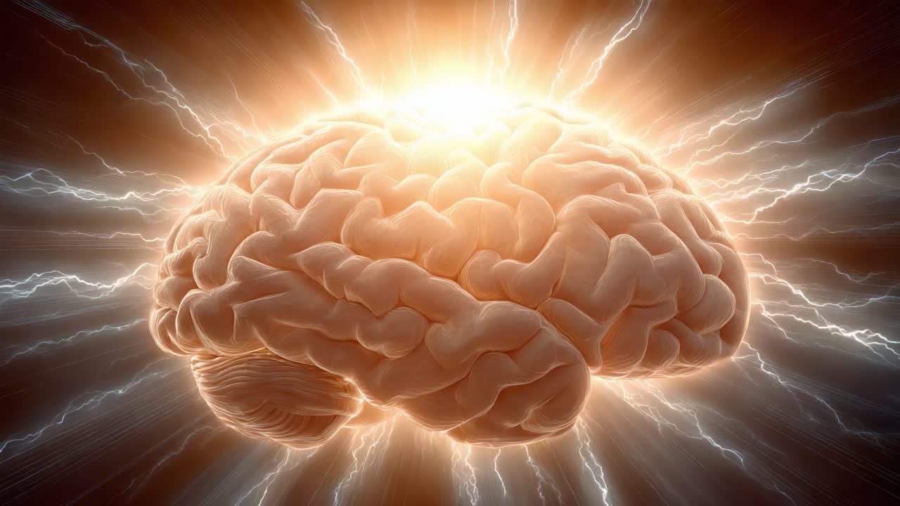 A Stunning Visualization of the Human Brain with Radiating Energy, Illuminated by a Bright Light, Showcasing Complex Neural Connections and Dynamic Thought Patterns