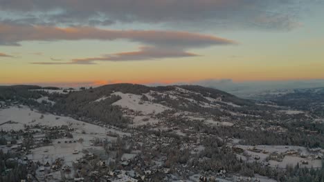 stunning winter view of the tatra moutains at dusk aerial