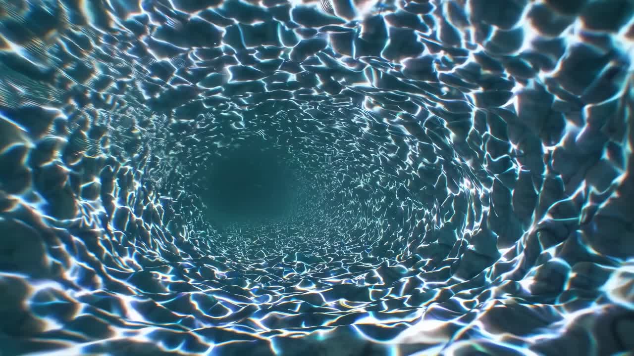 Abstract underwater tunnel of water ripples and light