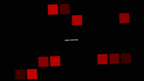 Merry Christmas text with red squares on black gradient