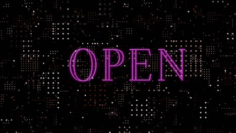 animation of open text over spots on black background